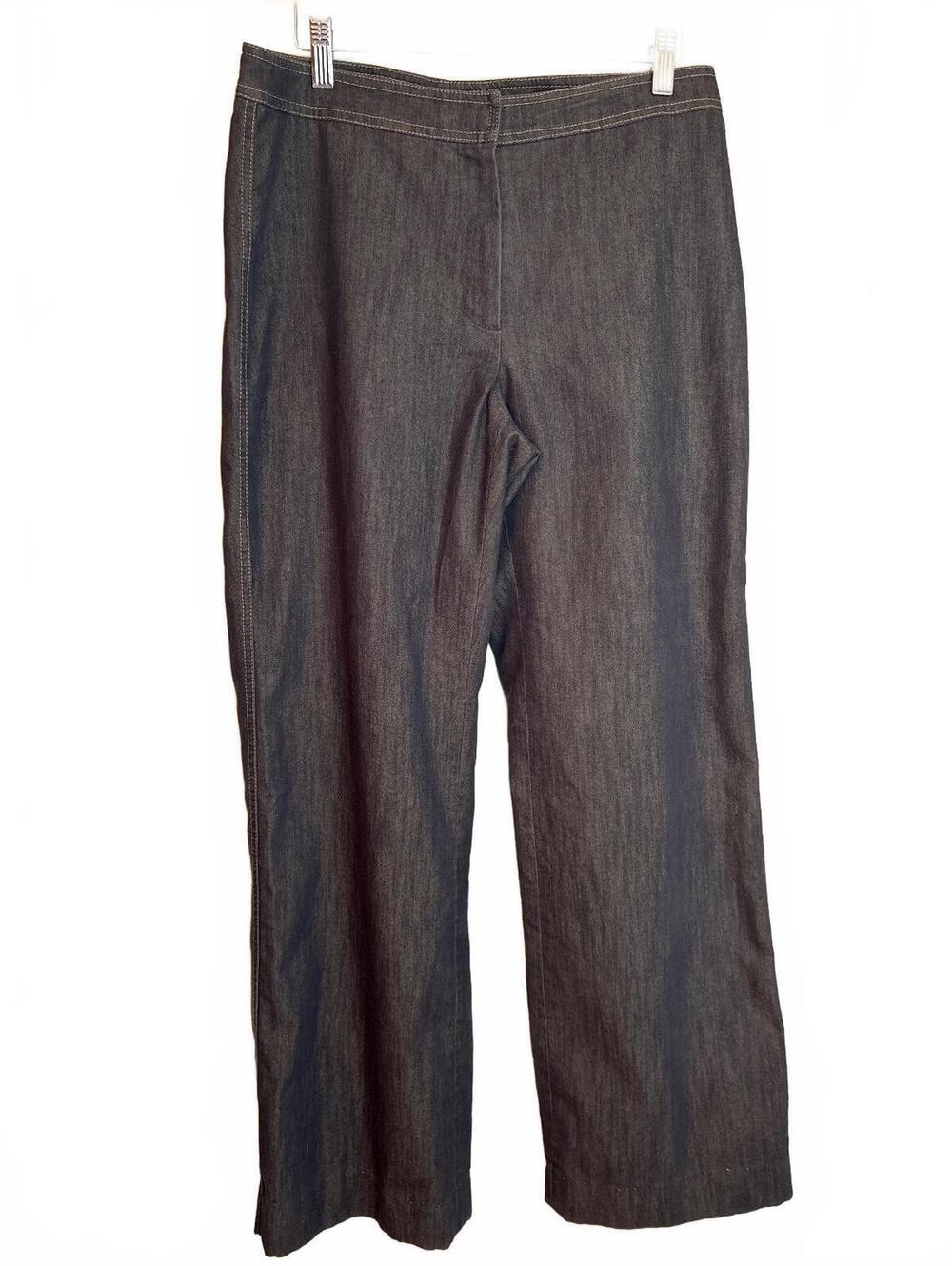 Kasper Lined Wide-Leg Denim Dress Pants 6